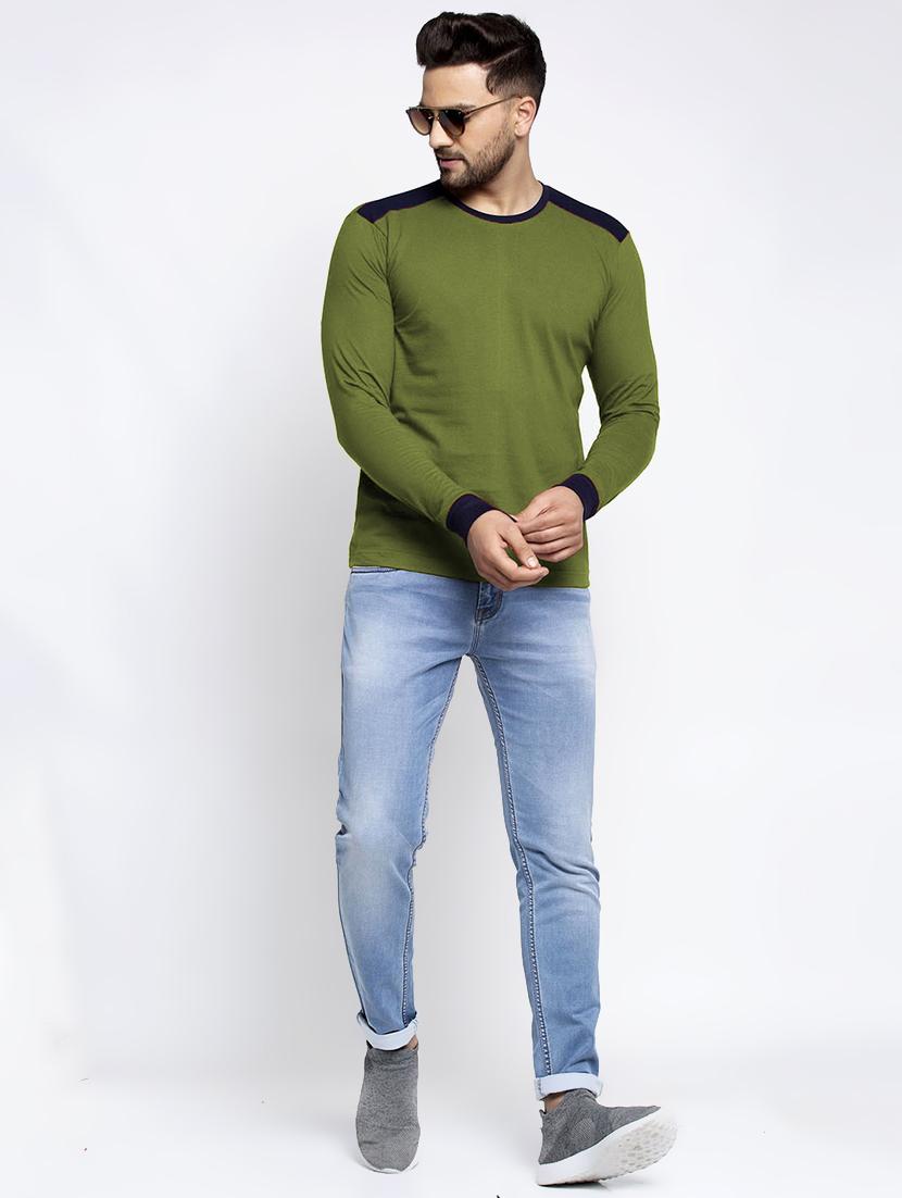 olive green solid cut & sew t-shirt - 17853277 - Zoom Image - 4