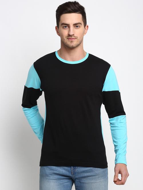 black color block cut & sew t-shirt - 17853282 - Very Small Image - 1