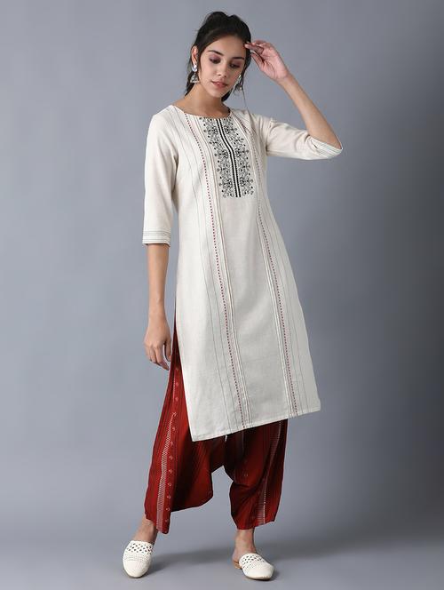 embroidered straight kurta - 17853569 - Standard Image - 1