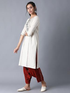 embroidered straight kurta - 17853569 - Standard Image - 2
