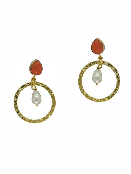 orange brass drop earring - 17853631 - Standard Image - 1