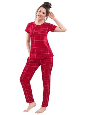 checkered printed nightwear pajama set - 17854374 - Standard Image - 2