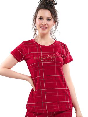 checkered printed nightwear pajama set - 17854374 - Standard Image - 4