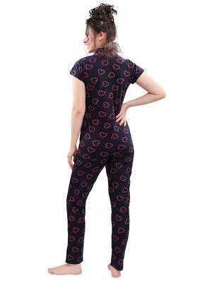 navy blue printed pyjama set nightwear set - 17854375 - Standard Image - 3