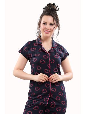 navy blue printed pyjama set nightwear set - 17854375 - Standard Image - 4