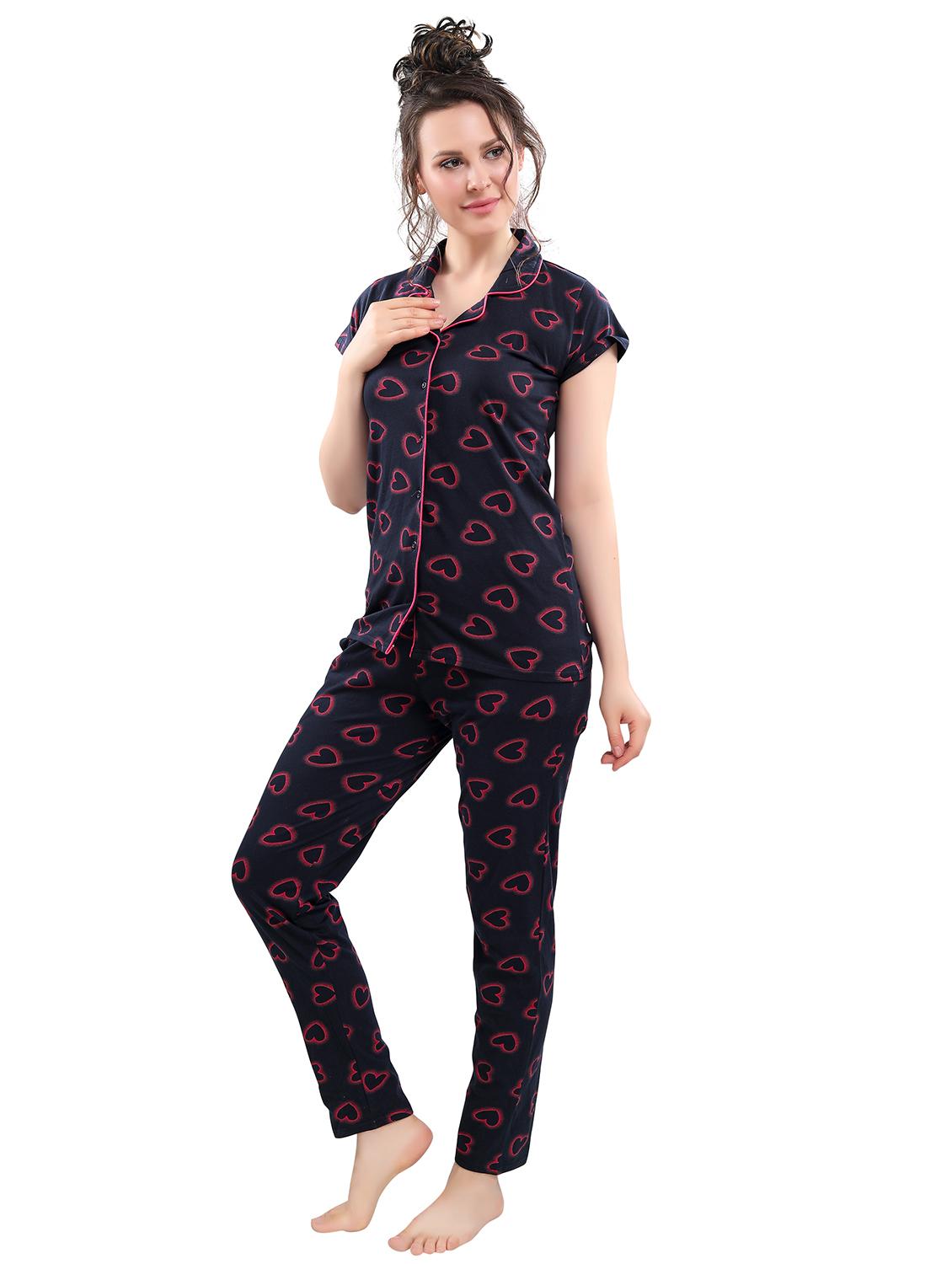 navy blue printed pyjama set nightwear set - 17854375 - Zoom Image - 2
