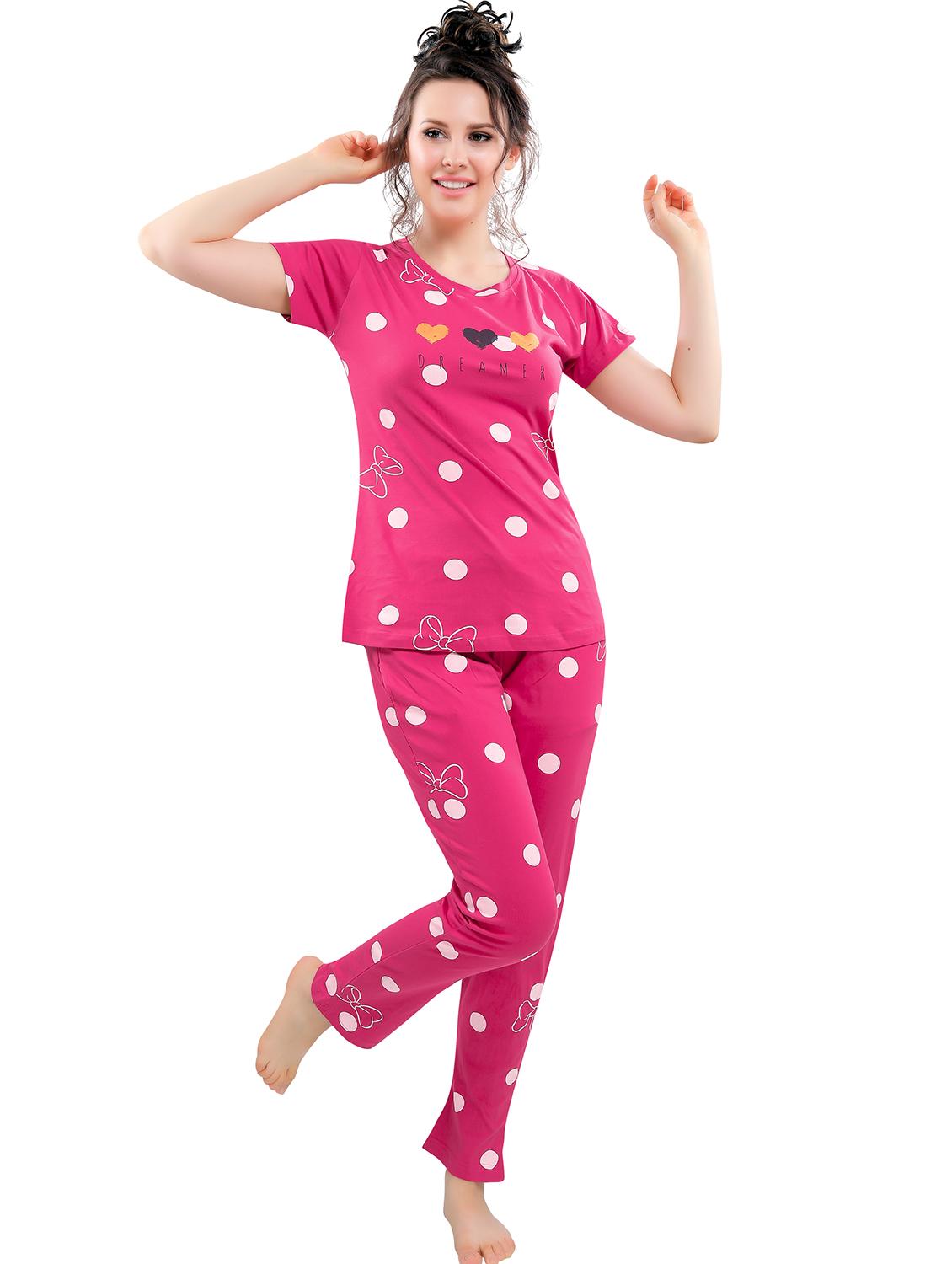 pink polka dot pyjama set nightwear set - 17854379 - Zoom Image - 1