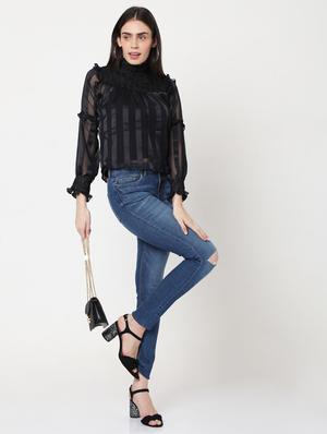 bishop sleeve striped ruffle top - 17854774 - Standard Image - 4