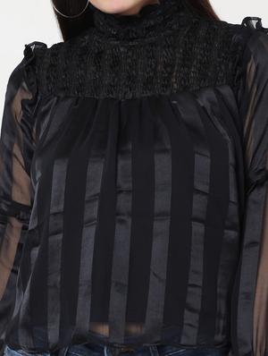 bishop sleeve striped ruffle top - 17854774 - Standard Image - 5