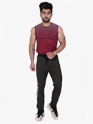 olive green printed full length track pant - 17855309 - Standard Image - 4