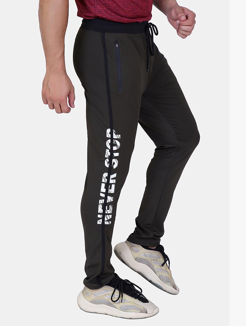 olive green printed full length track pant - 17855309 - Zoom Image - 2