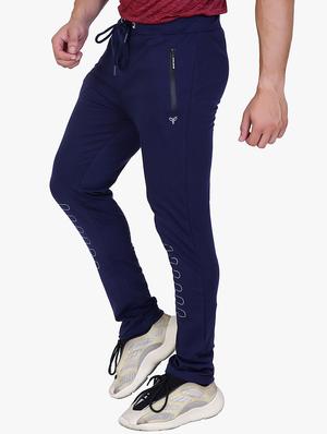navy blue printed full length track pant - 17855314 - Standard Image - 2