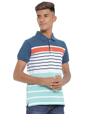 dark blue striped polo t-shirt - 17855681 - Standard Image - 2