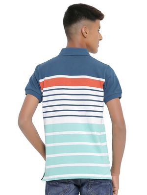dark blue striped polo t-shirt - 17855681 - Standard Image - 3