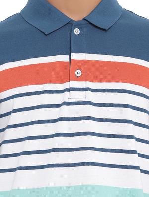 dark blue striped polo t-shirt - 17855681 - Standard Image - 4