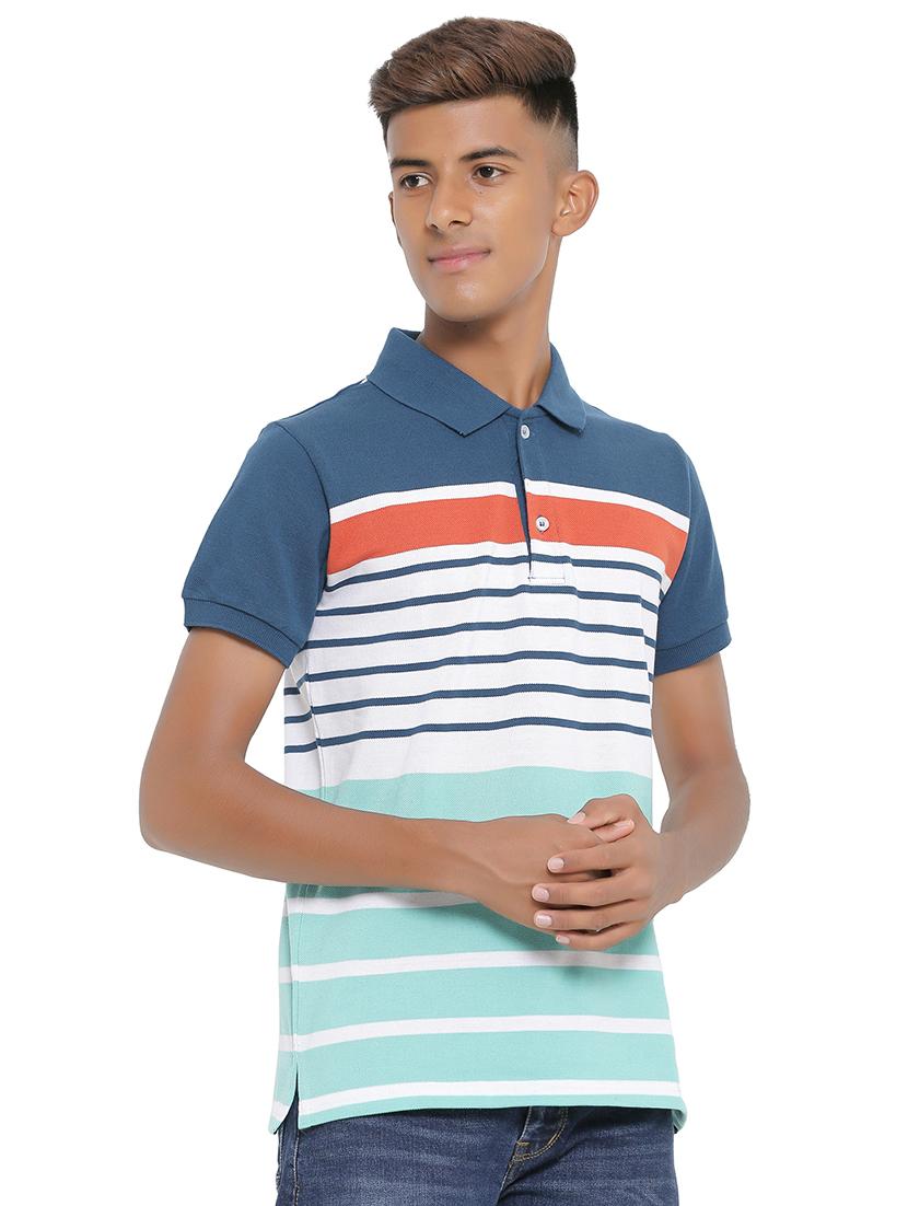 dark blue striped polo t-shirt - 17855681 - Zoom Image - 2