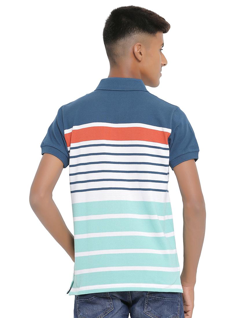 dark blue striped polo t-shirt - 17855681 - Zoom Image - 3