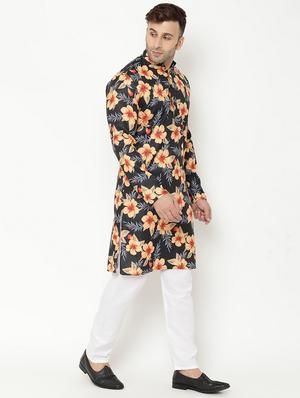 black floral print kurta pyjama set - 17855775 - Standard Image - 3