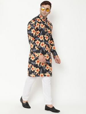 black floral print kurta pyjama set - 17855775 - Standard Image - 5