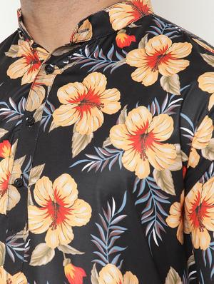 black floral print kurta pyjama set - 17855775 - Standard Image - 6