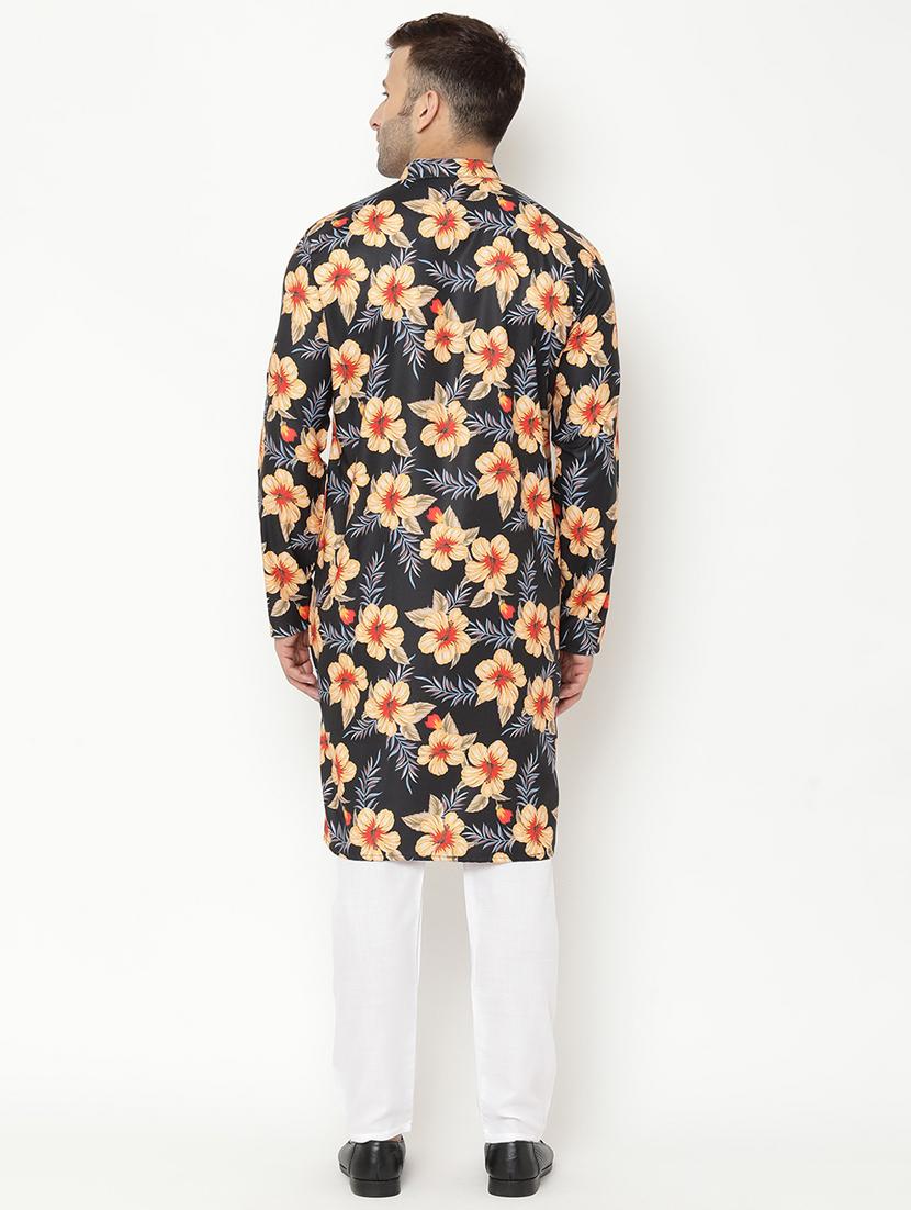 black floral print kurta pyjama set - 17855775 - Zoom Image - 4