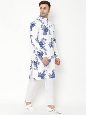 white floral print kurta pyjama set - 17855781 - Standard Image - 3