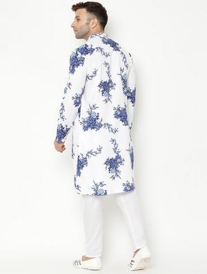 white floral print kurta pyjama set - 17855781 - Standard Image - 4
