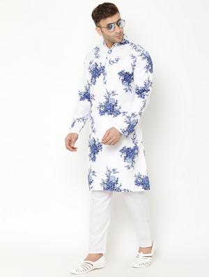 white floral print kurta pyjama set - 17855781 - Standard Image - 5