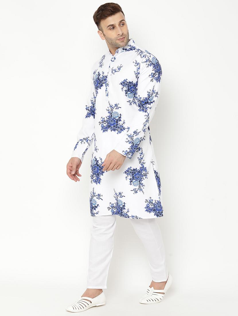 white floral print kurta pyjama set - 17855781 - Zoom Image - 2