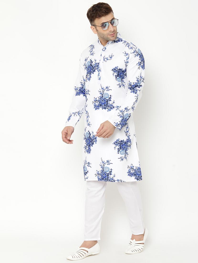white floral print kurta pyjama set - 17855781 - Zoom Image - 5