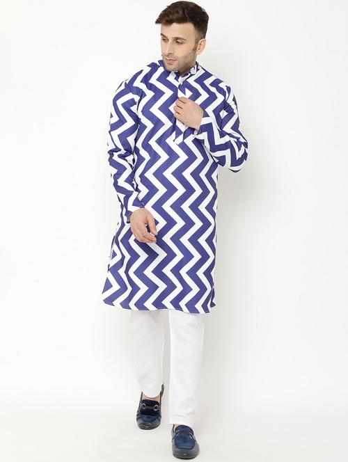 blue printed kurta pyjama set - 17855799 - Standard Image - 1