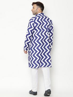 blue printed kurta pyjama set - 17855799 - Standard Image - 4