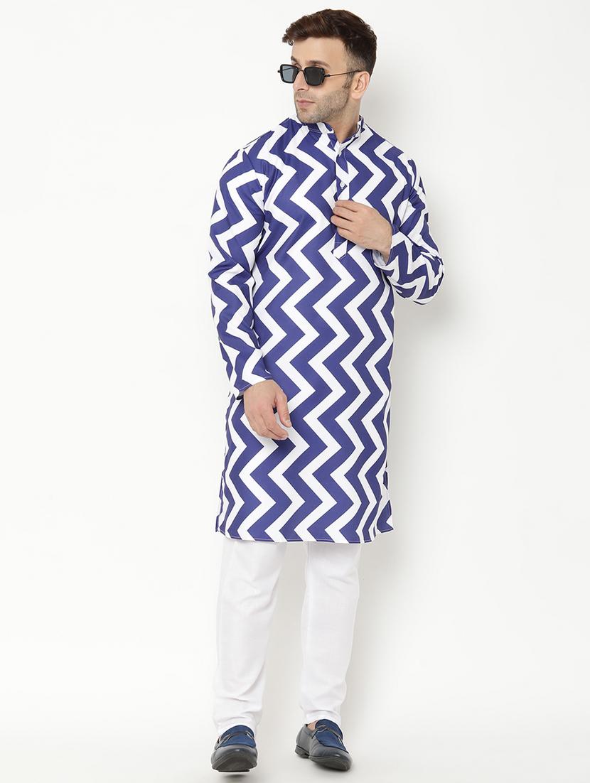 blue printed kurta pyjama set - 17855799 - Zoom Image - 5