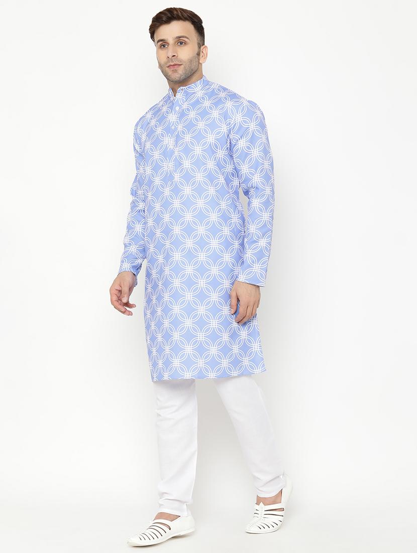 light blue printed kurta pyjama set - 17855809 - Zoom Image - 2