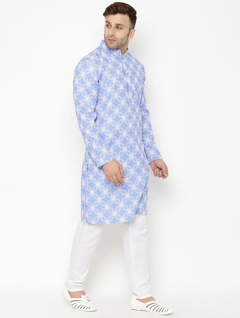 light blue printed kurta pyjama set - 17855809 - Zoom Image - 3