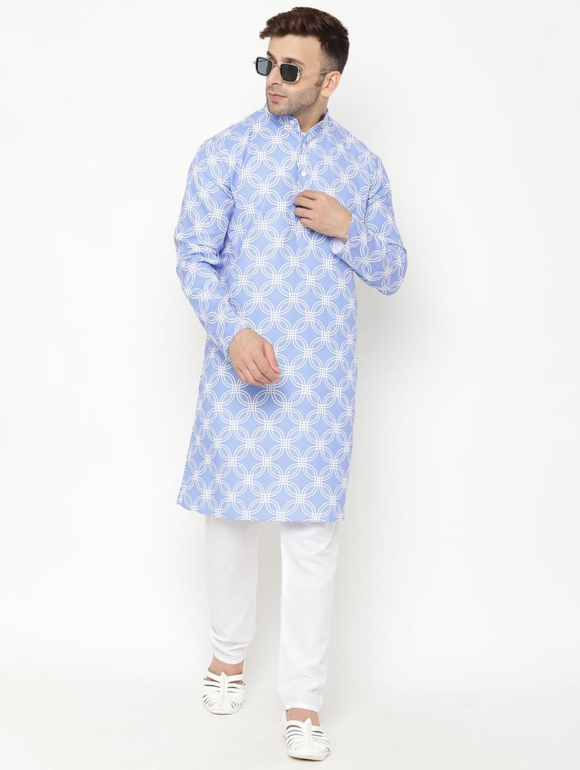 light blue printed kurta pyjama set - 17855809 - Zoom Image - 5