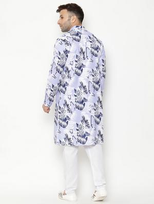 light blue floral print kurta pyjama set - 17855811 - Standard Image - 4