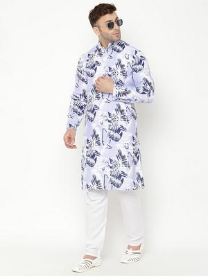 light blue floral print kurta pyjama set - 17855811 - Standard Image - 5