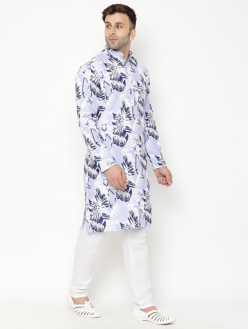 light blue floral print kurta pyjama set - 17855811 - Zoom Image - 2