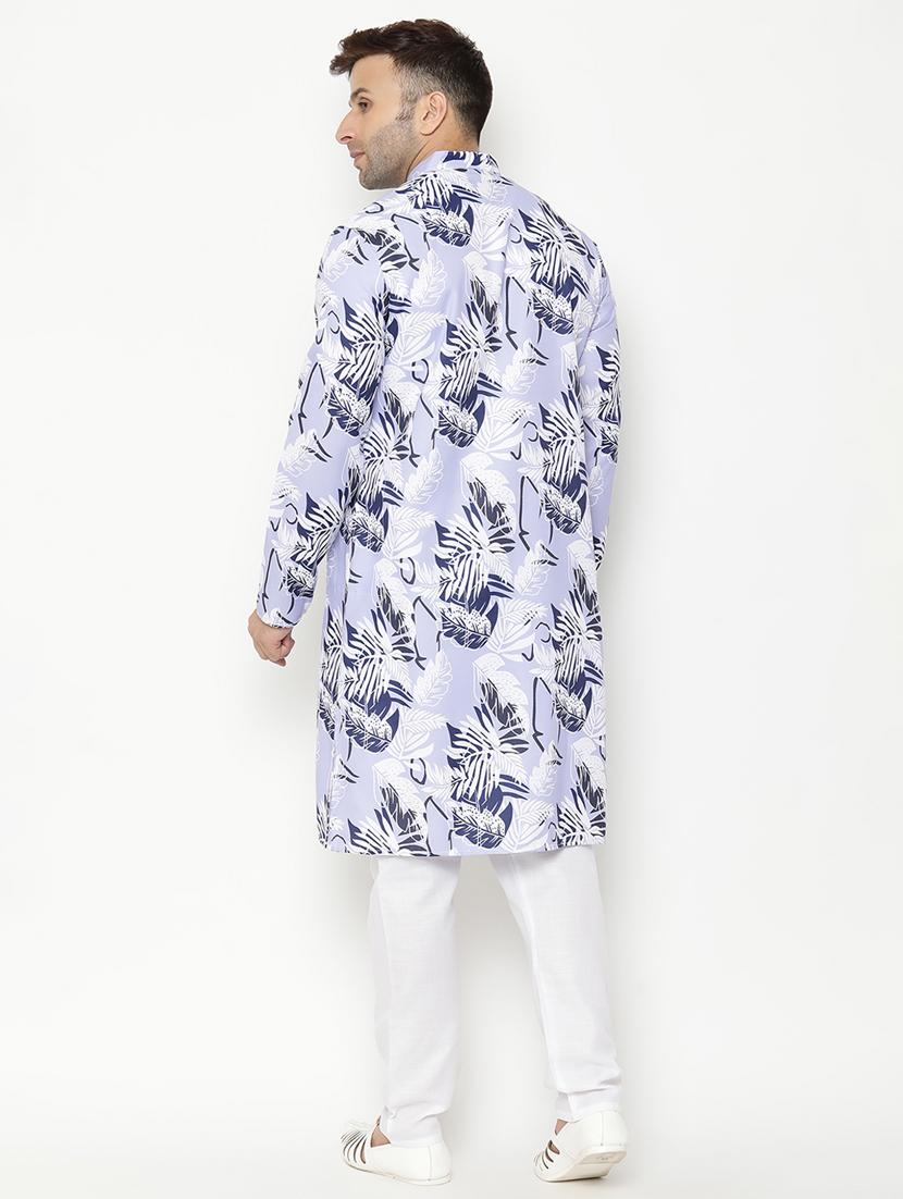 light blue floral print kurta pyjama set - 17855811 - Zoom Image - 4