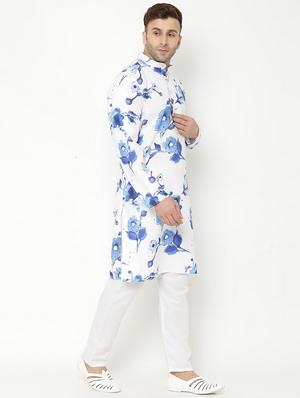 white floral kurta pyjama set - 17855887 - Standard Image - 3