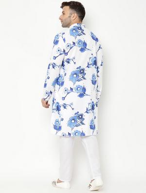 white floral kurta pyjama set - 17855887 - Standard Image - 4