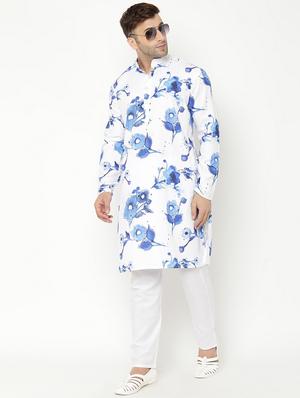 white floral kurta pyjama set - 17855887 - Standard Image - 5