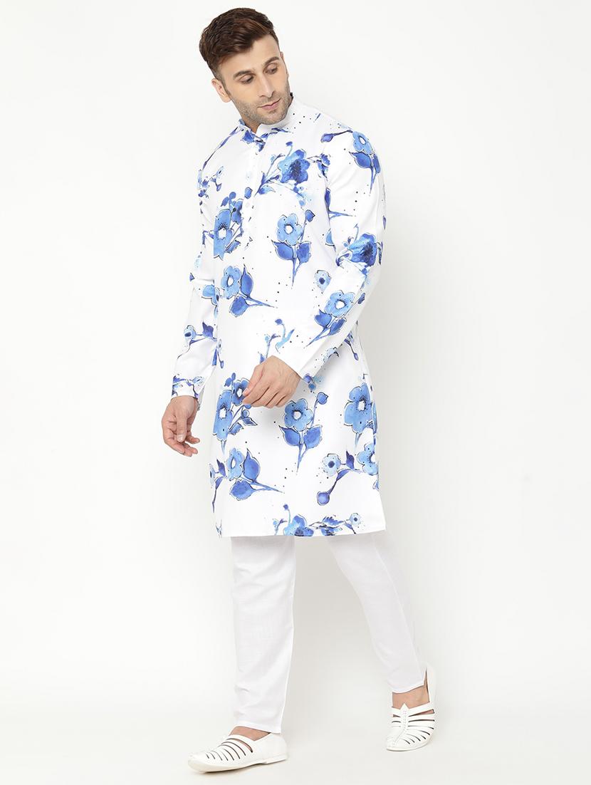 white floral kurta pyjama set - 17855887 - Zoom Image - 2