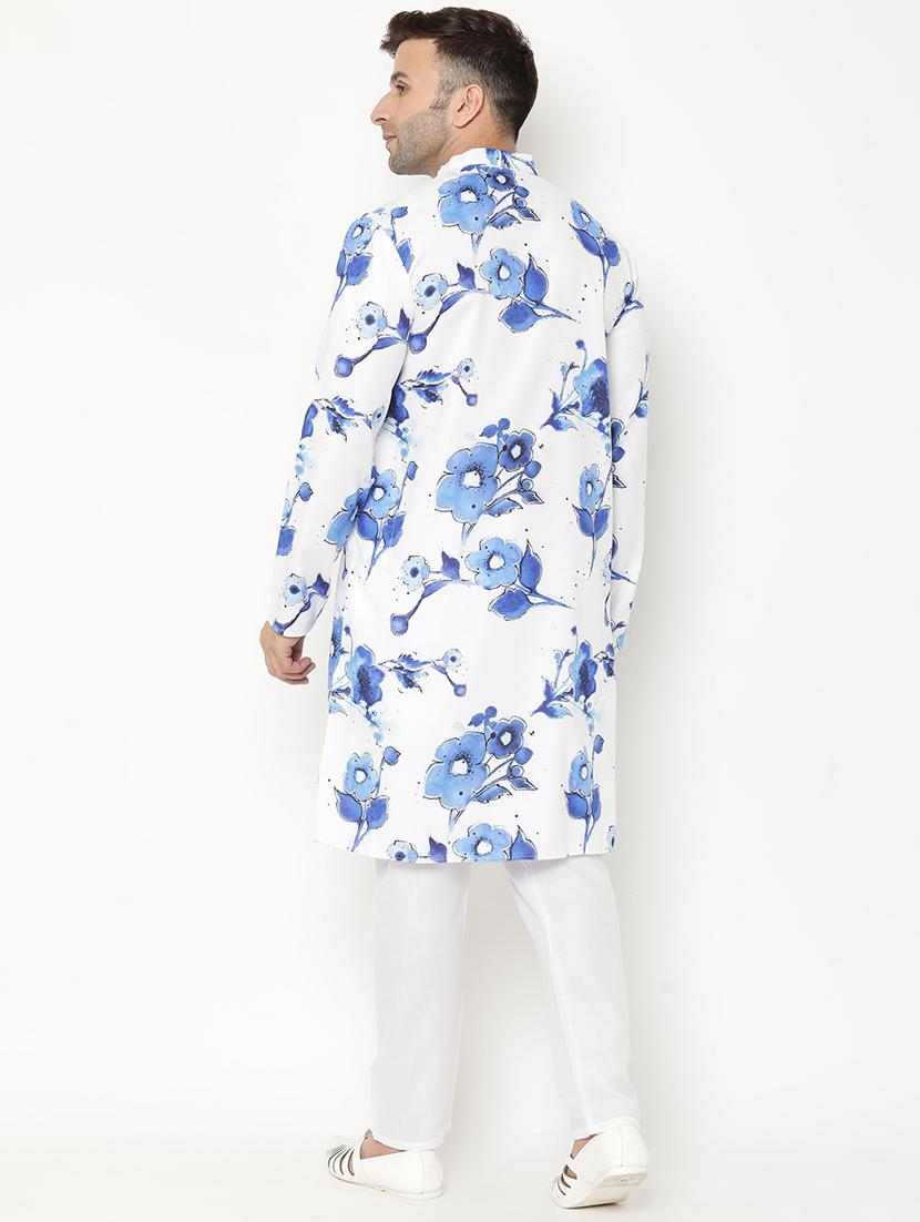 white floral kurta pyjama set - 17855887 - Zoom Image - 4