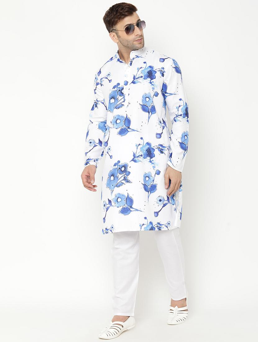 white floral kurta pyjama set - 17855887 - Zoom Image - 5