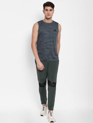 green solid full length track pant - 17856576 - Standard Image - 4