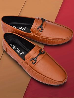 tan synthetic slip on loafers - 17856691 - Standard Image - 2