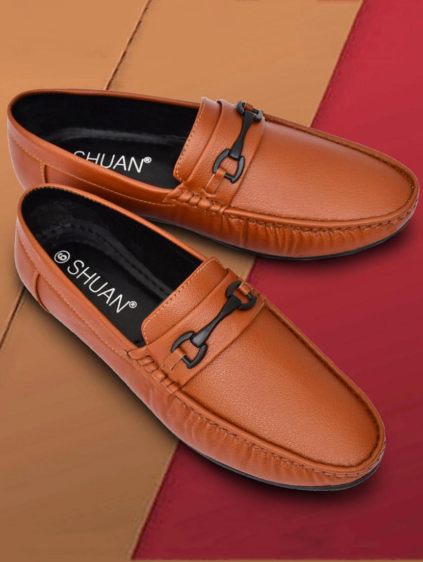 tan synthetic slip on loafers - 17856691 - Zoom Image - 2