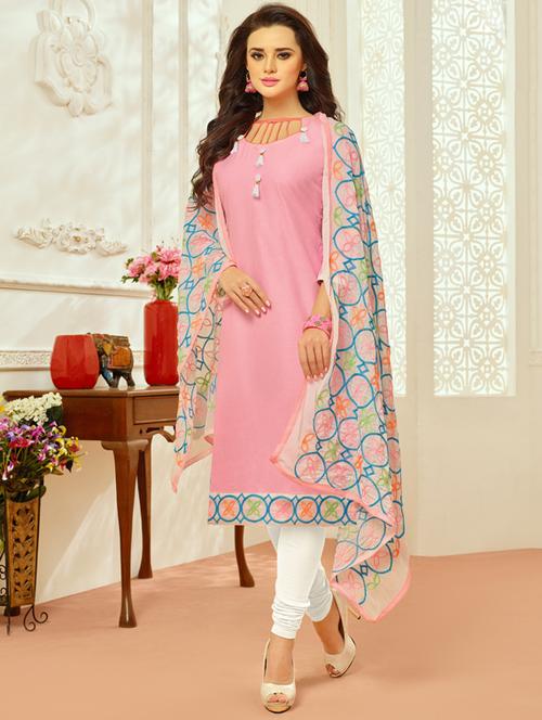 pink cotton salwar suit semistitched - 17856817 - Standard Image - 1